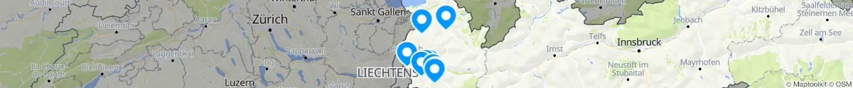 Kartenansicht für Apotheken-Notdienste in der Nähe von Sonntag (Bludenz, Vorarlberg)